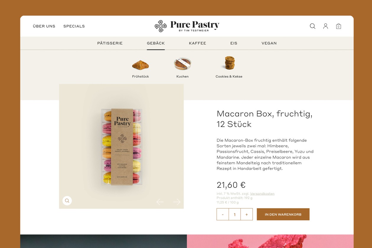 Neuer Webshop für Pure Pastry