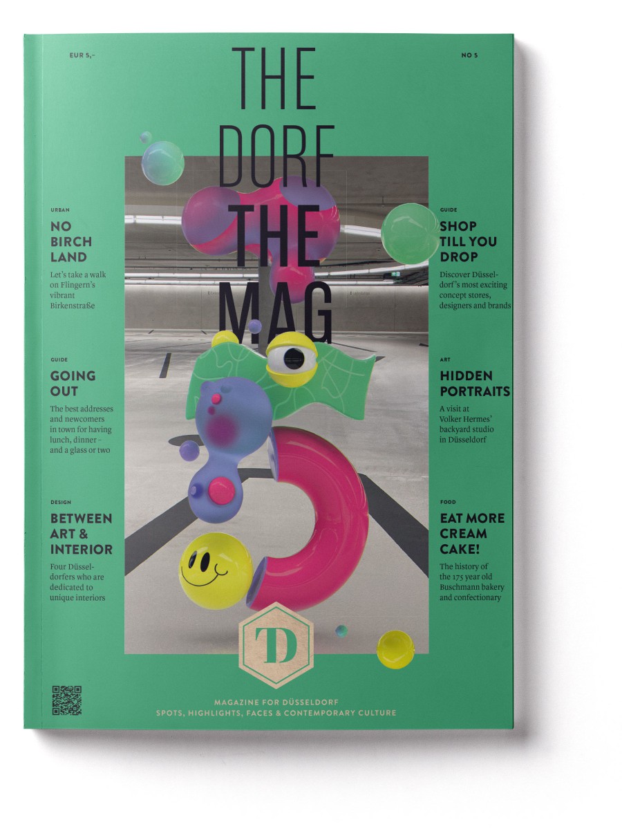 Slider featuring various double-page mockups - A look at THE DORF THE MAG issues 5 and 6 on a green background