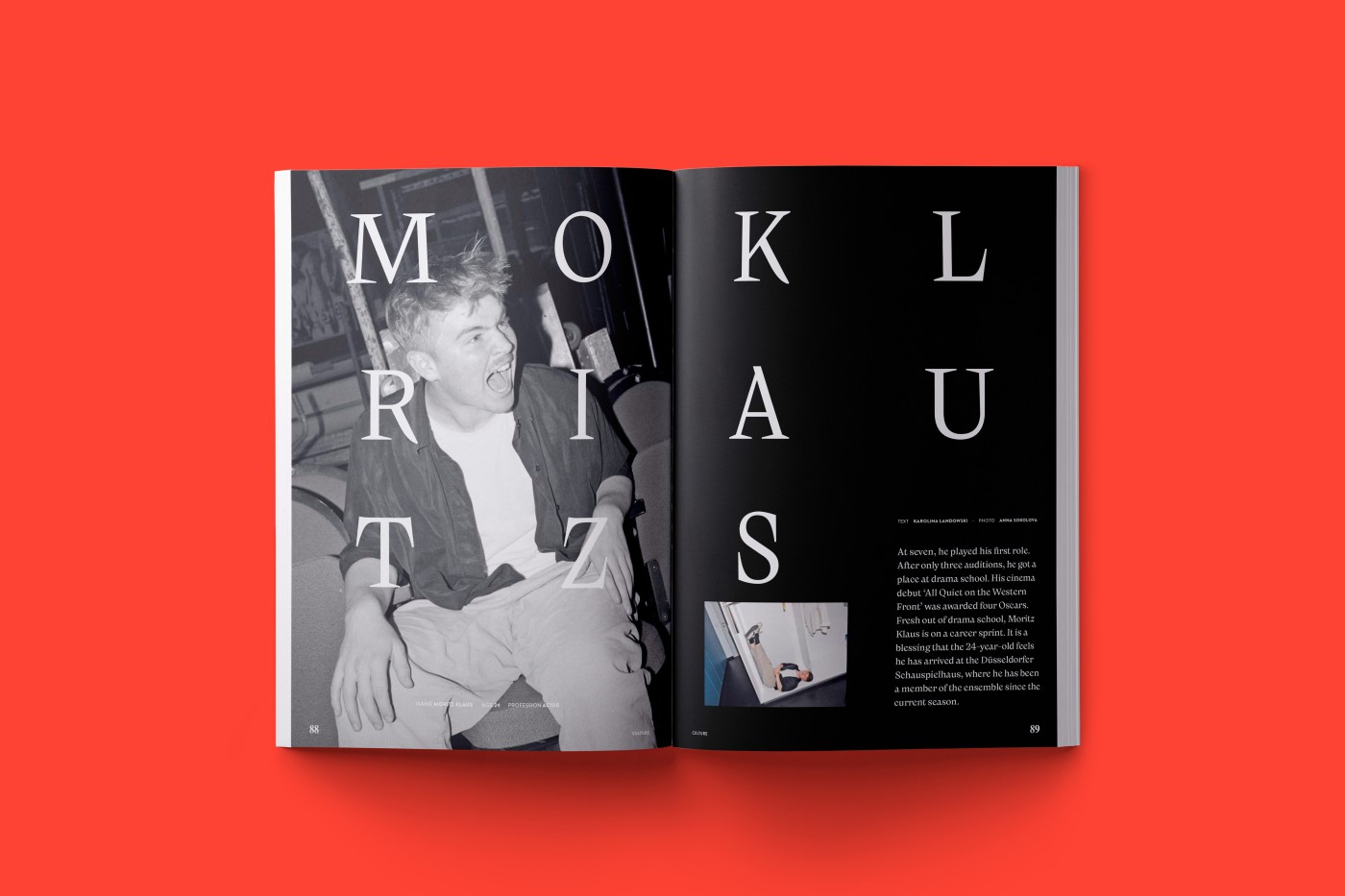 Slider featuring various double-page mockups - A look inside THE DORF THE MAG issues 7 and 8 on red background