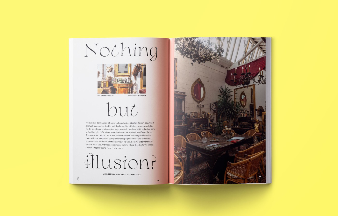 Slider featuring various double-page mockups - A look inside THE DORF THE MAG issues 4 and 5 on a yellow background